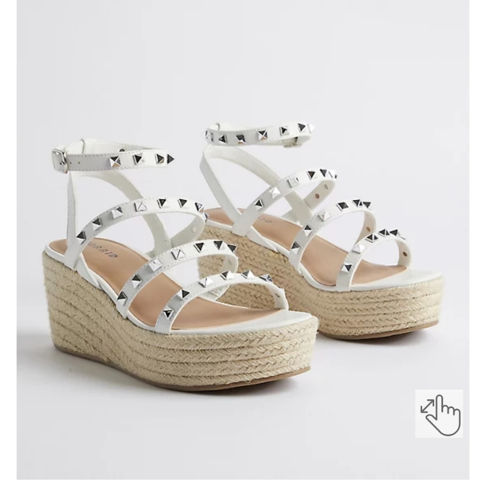 Torrid white studded gladiator platforms  worn once